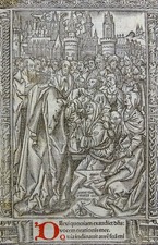 STUNDENBUCH BLATT THIELMANN KERVER MIT GANZSEITIGEM HOLZSCHNITT PARIS 1516