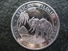 1 Unze Silber 999 Silbermünze 100 Shillings Somalia 2017 Elefant