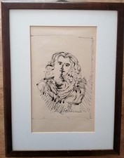 Altes Portrait Tuschezeichnung um 1940/60? sign: W.B?. oder ähnlich