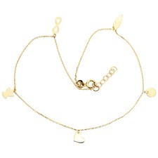 Fußkettchen echt Gold 333 (8 kt) mit Anhänger Herz Engel Infinity