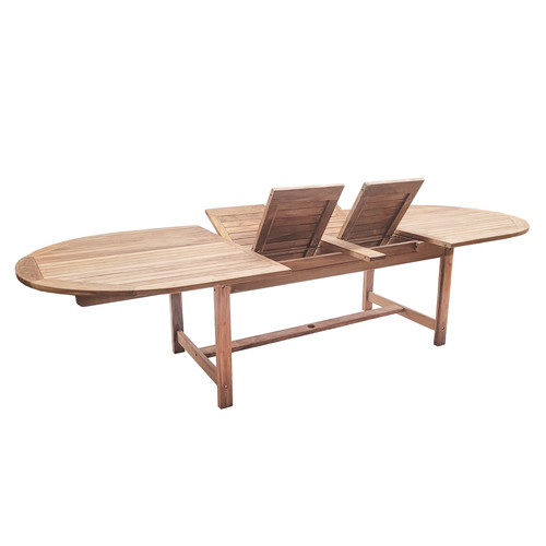Teak ovalausziehtisch - teak,