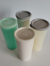 4 Tupperware Becher mit Deckel 200 Ml Retro verschiedene Farben Tupper Nr. 117