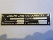 Typenschild id-plate Jaguar cars Schild S71