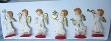 Bakelit Hartplastik 50er/60er Jahre 6 Engel Weihnachtsschmuck auf original Karte