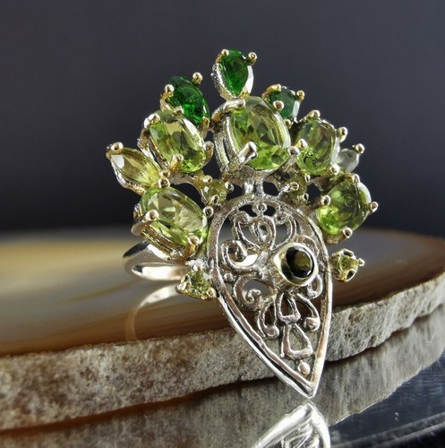 Ring silber 925 - peridot, xl