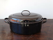 V4841 Alter emaille Bräter - BRATREINE - Bratenpfanne - Email