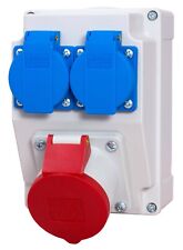 Kombi Wandsteckdose CEE 16A 5P mit 2x Schuko 230V BALS Steckdosen 400V IP44