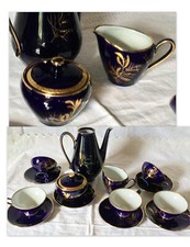 Einzelteile-Mokkaservice-Porzellan  Kobald  Erika Lutz-Halle Saale-Handmalerei