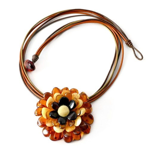 Bernstein collier blume kette - collier,