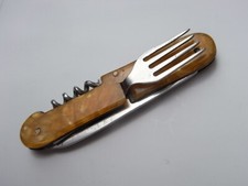 gestempelt Taschenmesser Klappmesser Bernstein Imitat Gabel & Korkenzieher