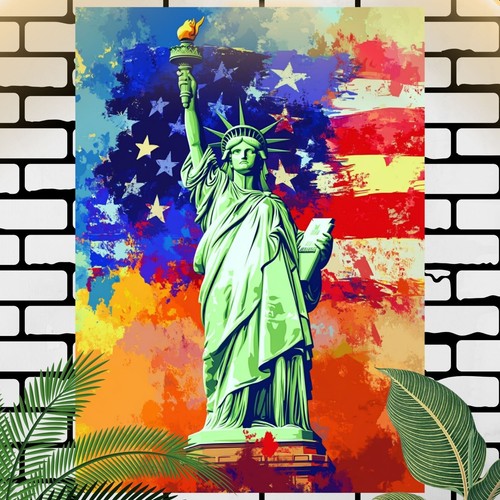 Freiheitsstatue mit usa flagge - usa,