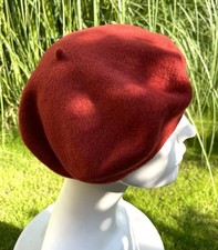 Woolmark Baskenmütze Beret Mütze 100 % Schurwolle Rost Ohne Sitz Neu