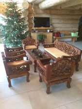 Thai Sitzgruppe handgeschnitzt für Wohnzimmer/Wintergarten etc.