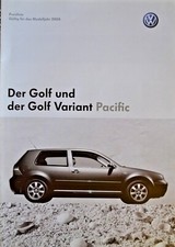 VW Preisliste "Der Golf und der Golf Variant Pacific"