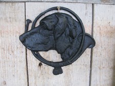 Jagdhund, Kaminplatte, Hund, Relief, Hundekopf, Metallbild