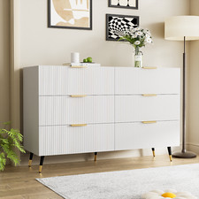 Kommode mit 6 Schubladen 120cm Modern Weiß Sideboard für Schlafzimmer Wohnzimmer