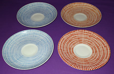 Arzberg 2000 Bastdekor * 4 KAFFEE-UNTERTASSEN * 2x blau und 2x rot * 1947-1970