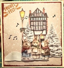 Weihnachtskarte Singende Hasen