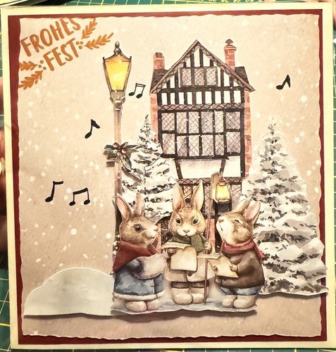 Weihnachtskarte singende hasen - weihnachtskarte,
