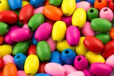 25 Stück bunte Holzperlen Bastelholz Großlochperlen DIY Schmuck, 17mm - FK00911