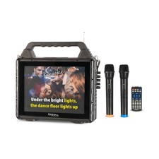 IBIZA KARAVISION mobile Karaoke Anlage Bildschirm 2 Funk-Mikrofone Lautsprecher