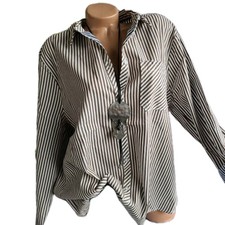 Cecil Damen Shirt Bluse Hemdbluse beige weiß gestreift (824) Übergröße NEU 