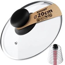 Topfdeckel aus Glas 14-30cm Glasdeckel Pfannendeckel Anti-Rutsch Griff Universal