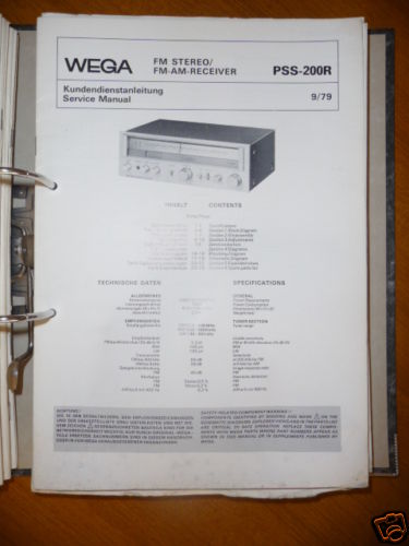 Service manual wega - wega, pss-200
