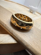 Breiter Vergoldeter 925 Ring ca. 10g Künstliche Steine Im Floralmuster Gelbgold