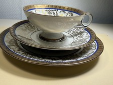 Prunkvolles 3-tlg. Sammelgedeck Bavaria Gold Kobaltblau Krone Vintage Tee/Kaffee