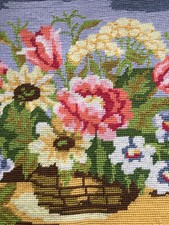 eine alte feine Stickerei Petit Point Gobelin für Tasche, Bild etc. *Vintage 