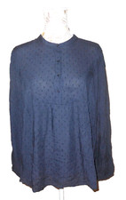 schöne Viskose ? Babydoll Bluse langarm XL dunkelblau blauschwarz Tupfen XL