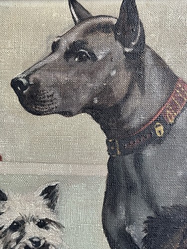 Antikes ölgemälde hunde - antikes,