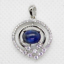 Cabochon Saphir Cubic Zirkonia Anhänger 925 Silber 585 Weißgold vergoldet