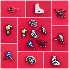 Schuhstecker/Shoe Charms EISHOCKEY/SCHLITTSCHUH/TOR/HOCKEY/PUCK/nachtleuchtend