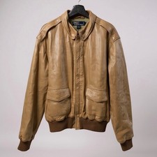 Vintage Polo Ralph Lauren Lederjacke Herren XL Braun – Type A-2 Fliegerjacke Bom