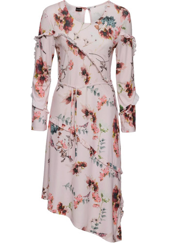 Damen kleid apricot mit - kleid, volant