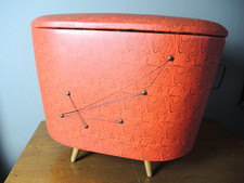 Wäschetruhe oder Wäschepuff 50er Jahre Holz, Kunststoff