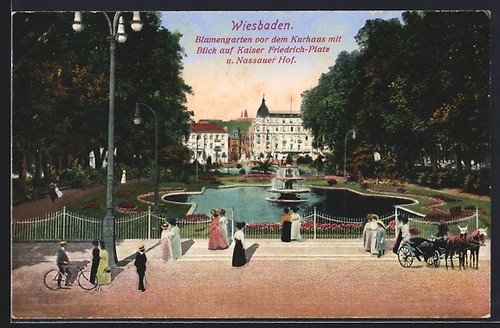 Wiesbaden blumengarten vor - ak,