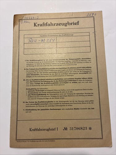 Fahrzeugbrief simca 1000 - fahrzeugbrief,