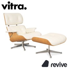 Vitra Eames Lounge Chair Leder Holz Sessel Creme Weiß Braun inkl. Ottomane