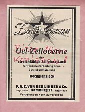 HAMBURG, Werbung 1927 F. A. C. Van Der Linden & Co. Öl-Zelloverne Zellulose-Lack
