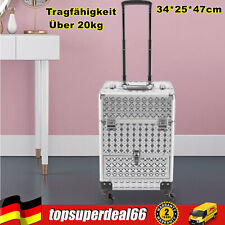 Rollender Make-up Zug Koffer Kosmetik Trolley Make-up Aufbewahrung Silber