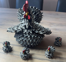 Vintage Holz Henne mit 4