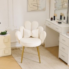 Schminkstuhl Schminkhocker Samt Freizeitstuhl blütenblattförmige Rückenlehne