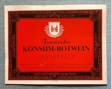 altes Flaschenetikett Etikett Label Konsum Rotwein Frankreich Theyer Mainz