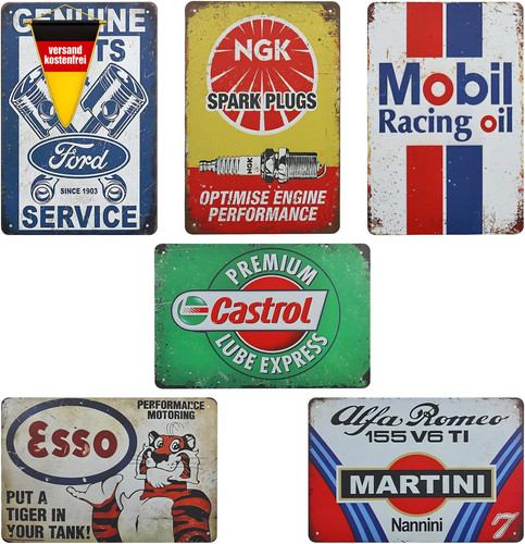 Metallschilder set 6er garage - 6er,