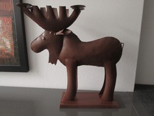 Elch Rentier Kerzenständer Figur Skulptur braun Metall 43cm Garten Deko