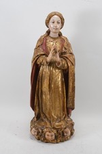 C26S72- Holz Figur Madonna geschnitzt gefasst und teils vergoldet Ende 18.Jhd.