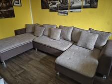 Wohnlandschaft U-Form mit Schlaffunktion Bettkasten XXL Modern